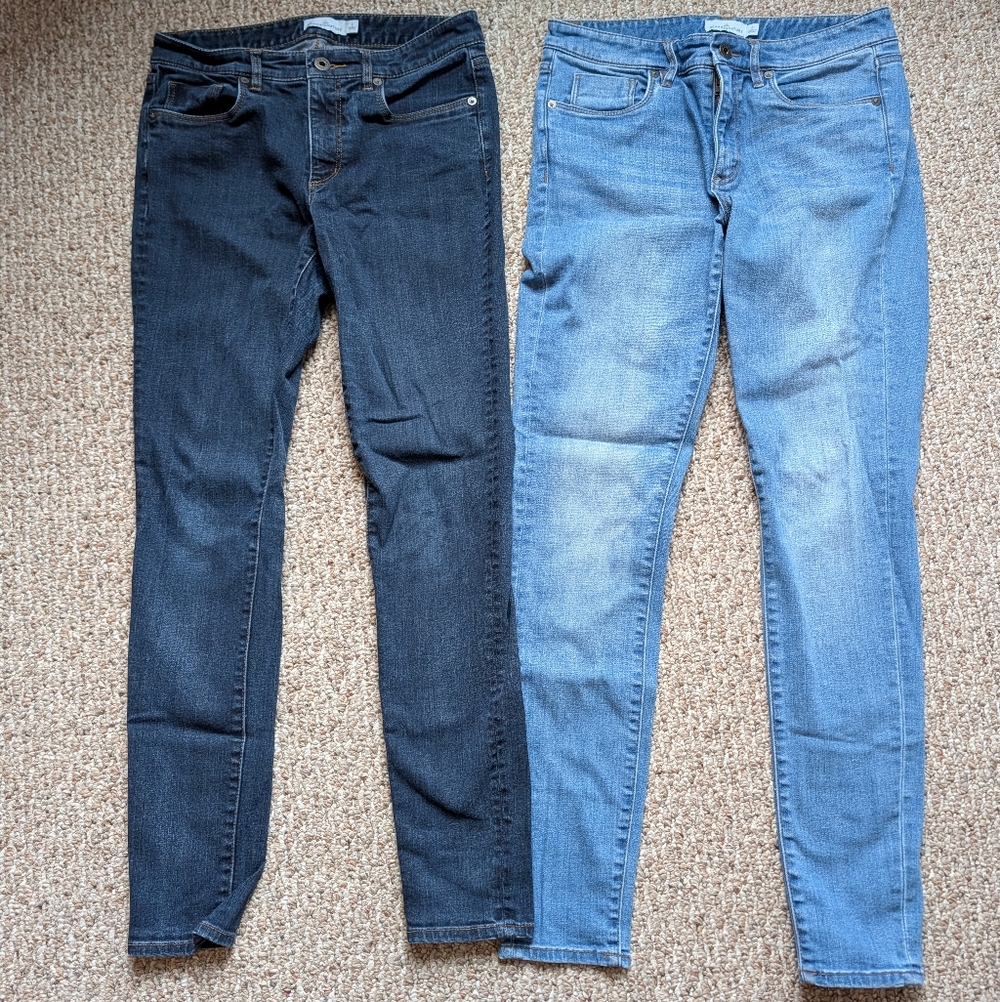 L.L. Bean Women's Skinny Jeans in Dark Indigo & Light Blue Wash